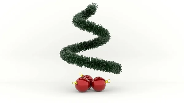Groene kerstboom met redl ballen — Stockfoto