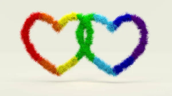蓬松的象征着同性关系的两颗心的形状 — 图库照片