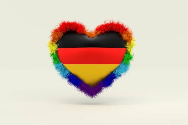 Formen på hjärtat i regnbågens färger mot diskriminering i tyska Stockfoto