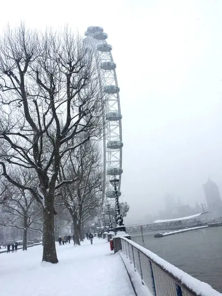 Millenium Wheel Snow London — Stock Photo, Image