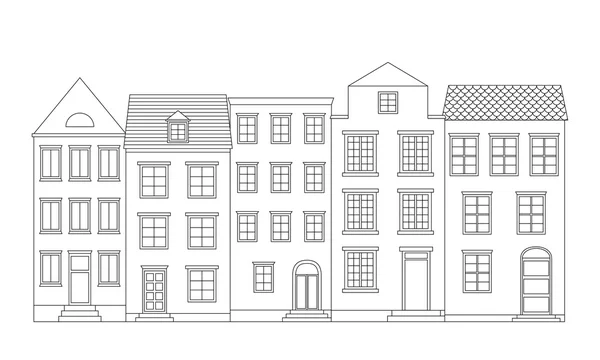 Fila de casas, ilustración vectorial — Archivo Imágenes Vectoriales