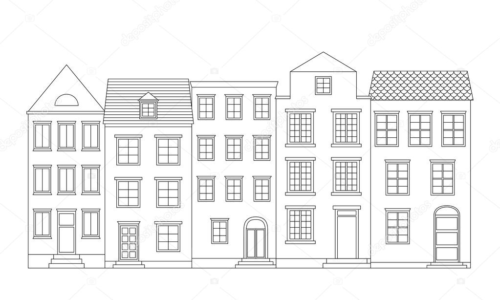Row of houses, vector illustration 