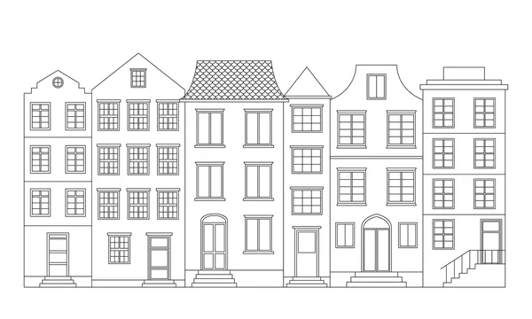 Row of houses, vector illustration — Stock Vector