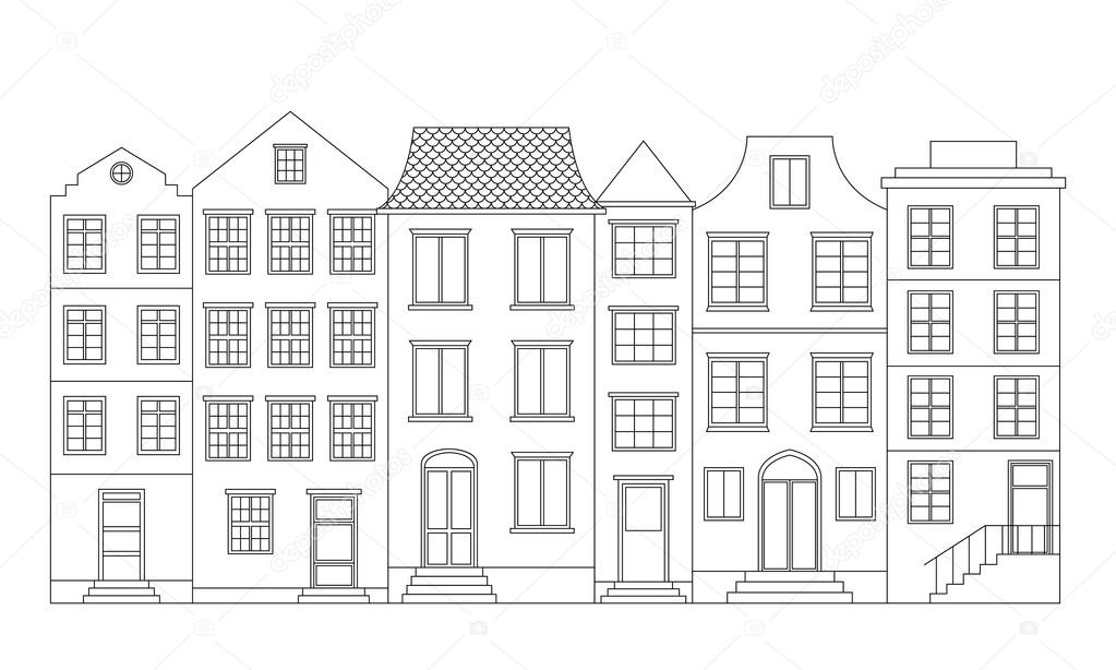 Row of houses, vector illustration