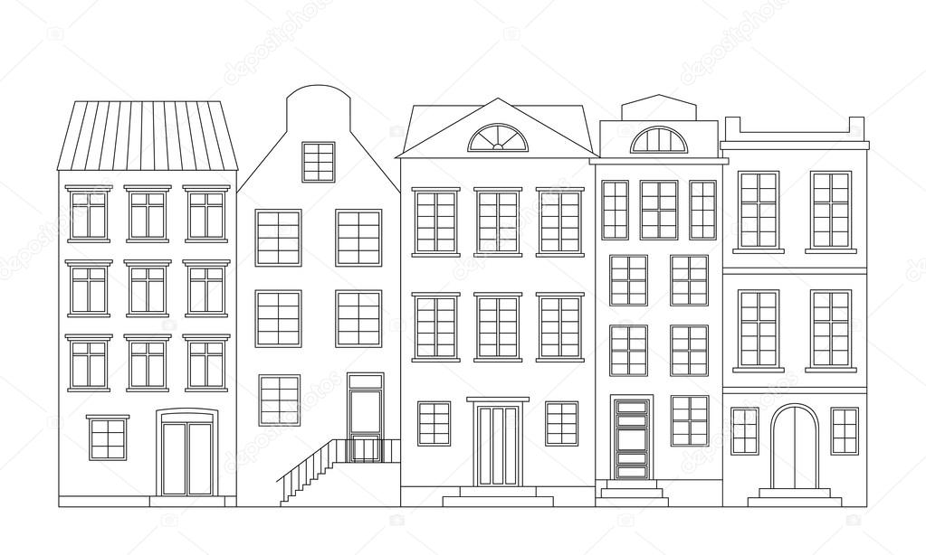 Row of houses, vector illustration