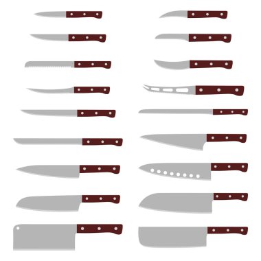 Set of kitchen knives, vector illustration clipart