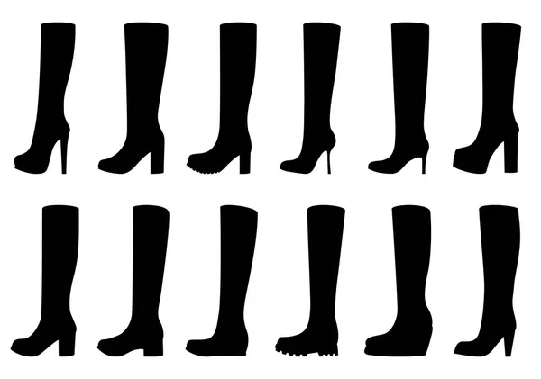 Set of silhouettes of boots, vector illustration — Stock Vector