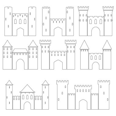 Ortaçağ kaleleri, vektör çizim seti
