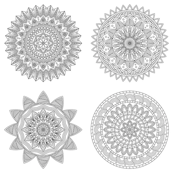 Ensemble de mandalas florales, illustration vectorielle — Image vectorielle