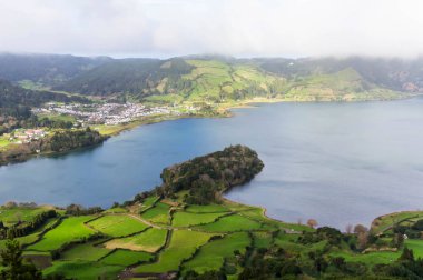 Lake Island Sao Miguel, Azores, Portekiz