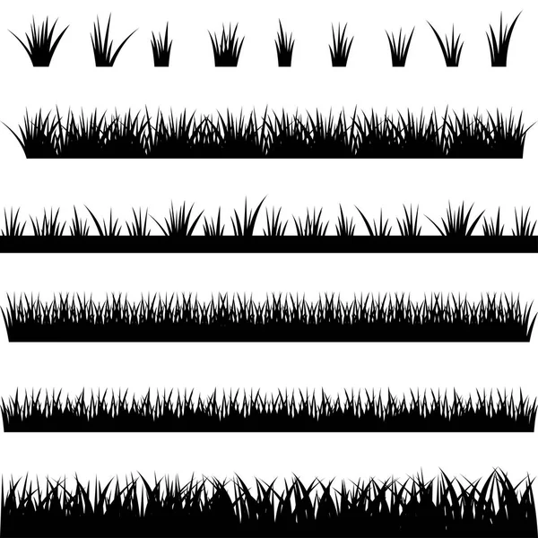 Collection of silhouettes of grass on white background — Stock Vector