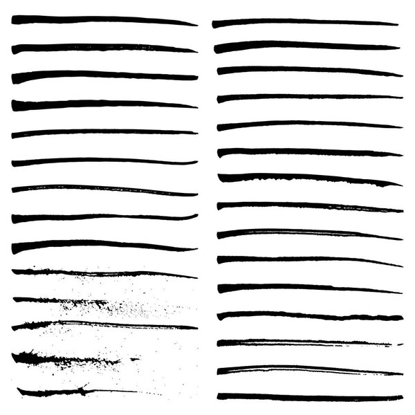 Set of black ink strokes, vector illustration