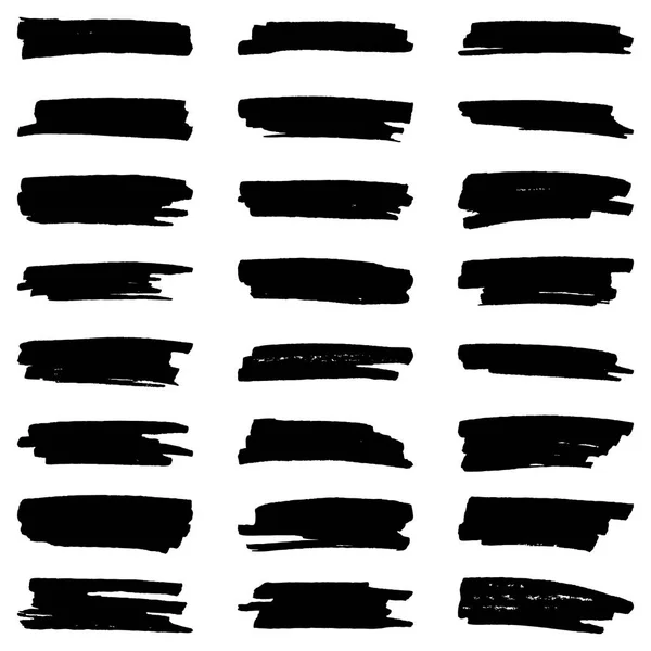 Conjunto de traços de tinta preta, ilustração vetorial — Vetor de Stock