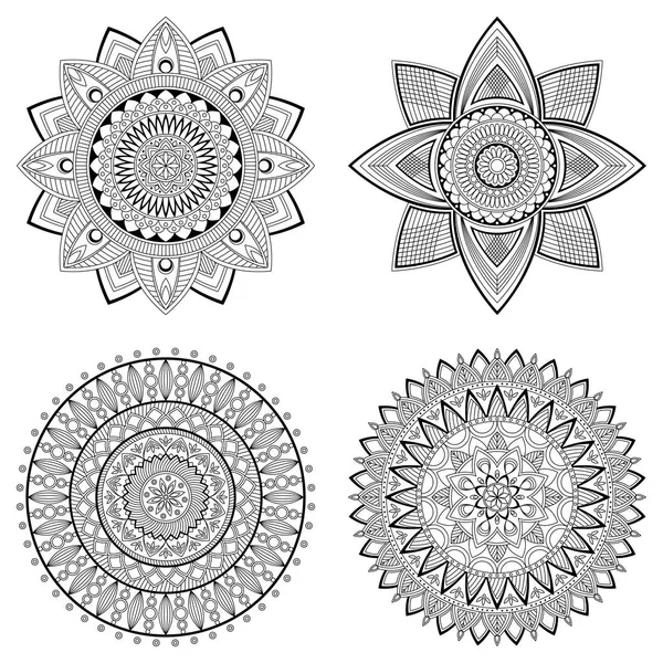 Ensemble de mandalas florales, illustration vectorielle — Image vectorielle