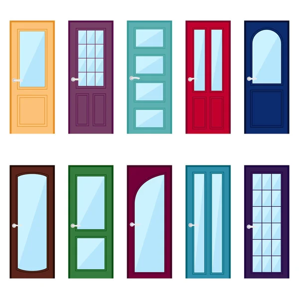 Set di icone della porta a colori, illustrazione vettoriale — Vettoriale Stock