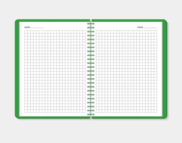 Öppna anteckningsboken på grå bakgrund, vektorillustration — Stock vektor