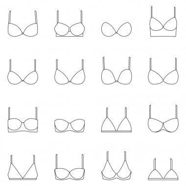Sutyen simgeler, vektör çizim set