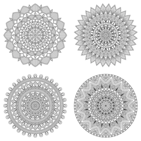 Ensemble de mandalas florales, illustration vectorielle — Image vectorielle