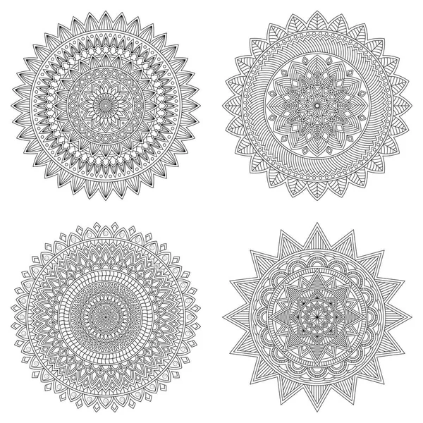 Çiçek mandalalar, vektör çizim seti — Stok Vektör