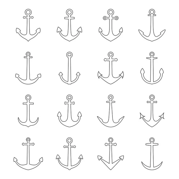 Set of anchors, vector illustration — Stock Vector