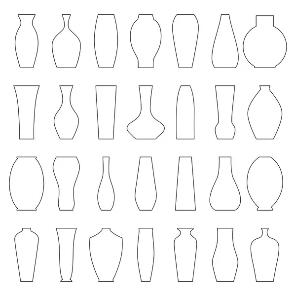 Conjunto de contornos de jarrones, ilustración vectorial — Vector de stock