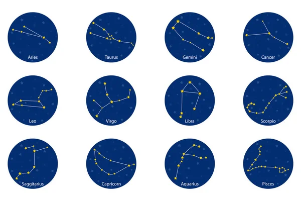 Constelação dos signos do zodíaco, ilustração vetorial — Vetor de Stock