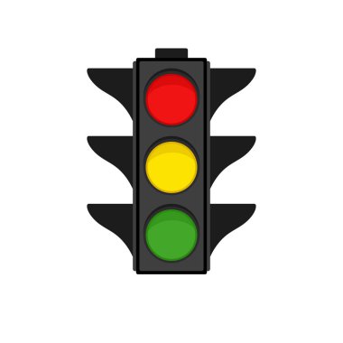 Trafik ışığı beyaz arka planda, vektör çizim