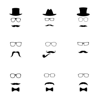 Siyah hipster simgeler, vektör çizim set