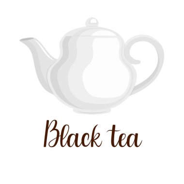 Çaydanlık beyaz arka plan, el yazısıyla yazılan başlığı 