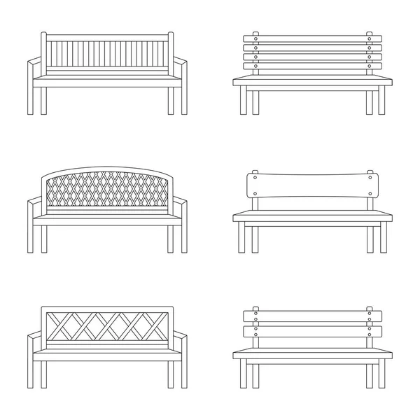 Набор контуров скамейки, векторная иллюстрация — стоковый вектор