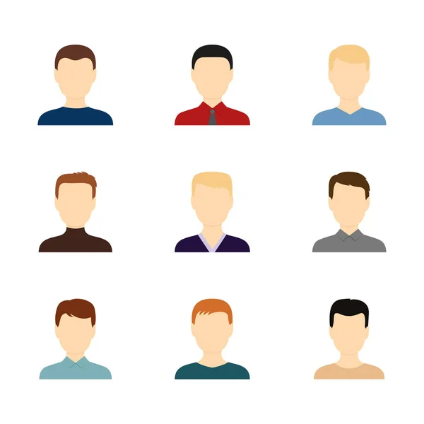 Set avatars van knappe mannen, vectorillustratie — Stockvector