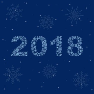 2018 kar taneleri yaptı. Yeni yıl kartı, vektör çizim