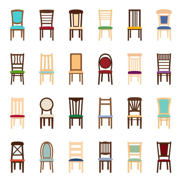 Set of icons of chairs, vector illustration