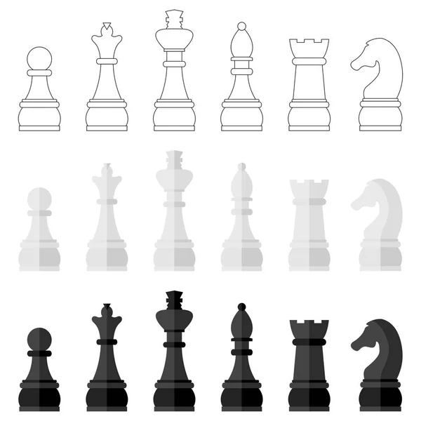 Zestaw ikon sztuk szachy, ilustracji wektorowych — Wektor stockowy