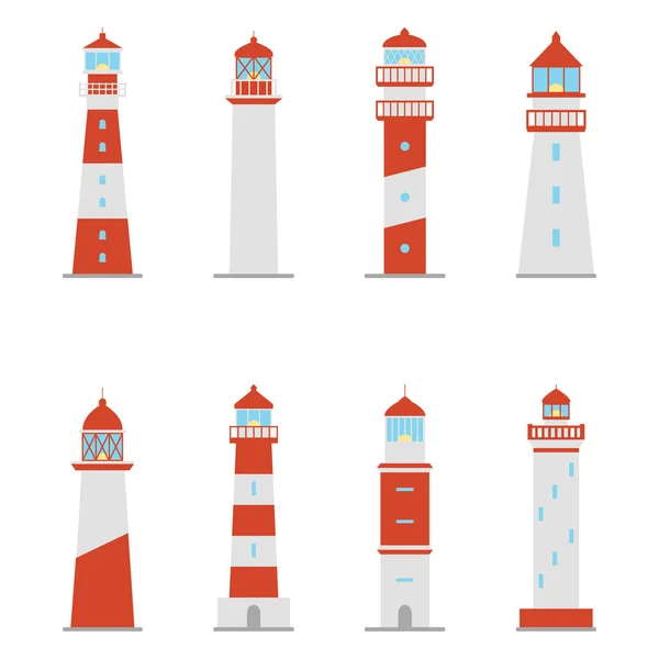 Conjunto de iconos de color de faros, ilustración vectorial — Archivo Imágenes Vectoriales