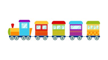 Parlak oyuncak treni, vektör illüstrasyonu