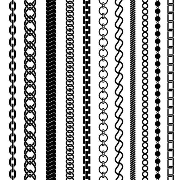 Set of black vertical chains, vector illustration — Stock Vector