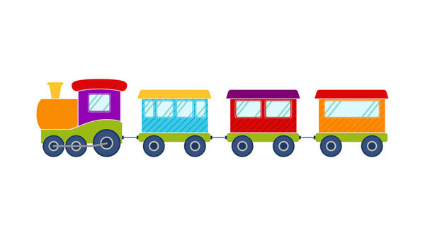 Яркий игрушечный поезд, векторная иллюстрация
