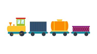 Parlak oyuncak treni, vektör illüstrasyonu