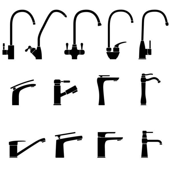 一组水龙头图标，矢量图解 — 图库矢量图片