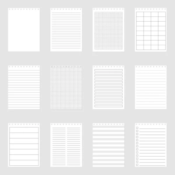 Série Feuilles Papier Pour Notes Illustration Vectorielle — Image vectorielle