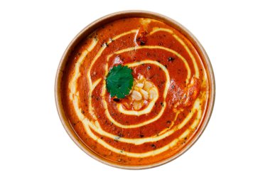 Beyaz arka planda Hint yemeği, menü için fotoğraf