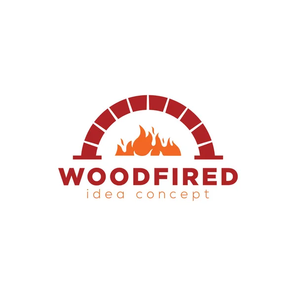 Modèle créatif de conception de logo de four à bois et de feu de bois — Image vectorielle