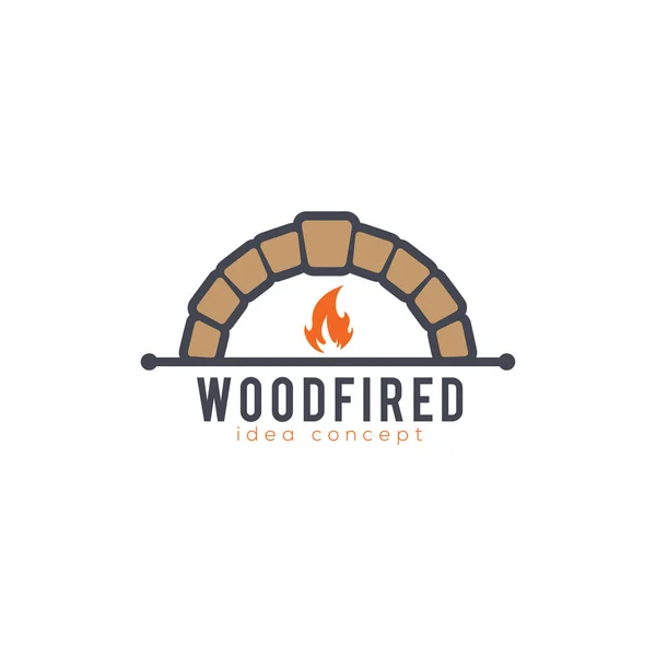 Modèle créatif de conception de logo de four à bois et de feu de bois — Image vectorielle