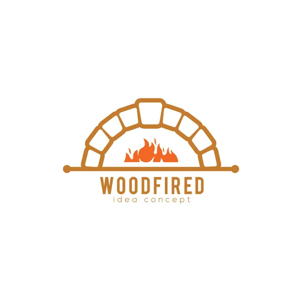 Modèle créatif de conception de logo de four à bois et de feu de bois — Image vectorielle