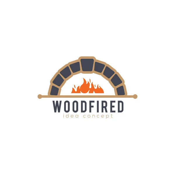 Modèle créatif de conception de logo de four à bois et de feu de bois — Image vectorielle