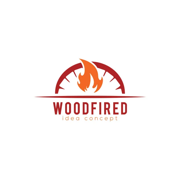 Modèle créatif de conception de logo de four à bois et de feu de bois — Image vectorielle