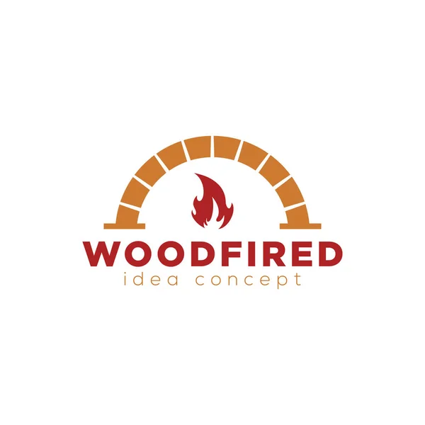 Modèle créatif de conception de logo de four à bois et de feu de bois — Image vectorielle