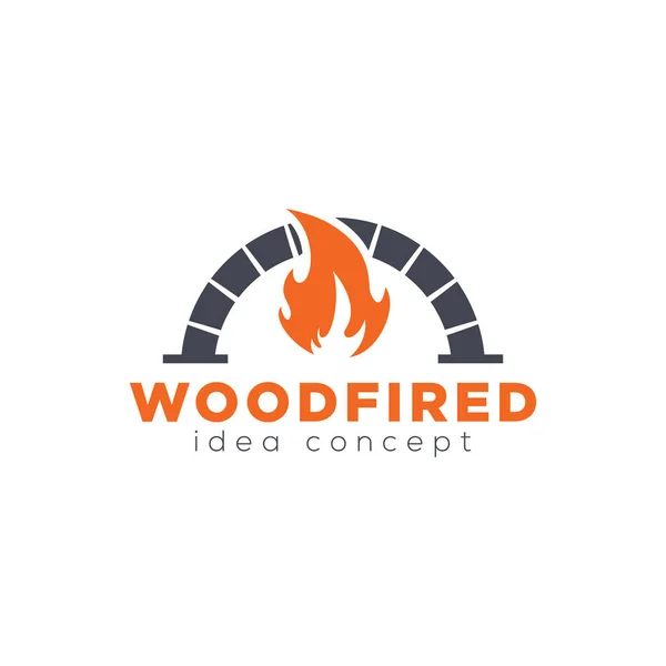 Modèle créatif de conception de logo de four à bois et de feu de bois — Image vectorielle