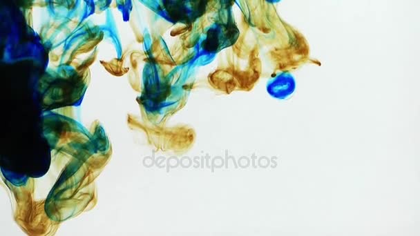 Pittura a inchiostro astratta Miscela artistica Spruzzi colorati sott'acqua — Video Stock